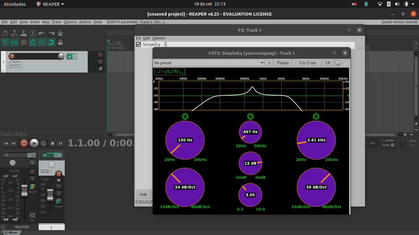 SimpleEq running on Reaper